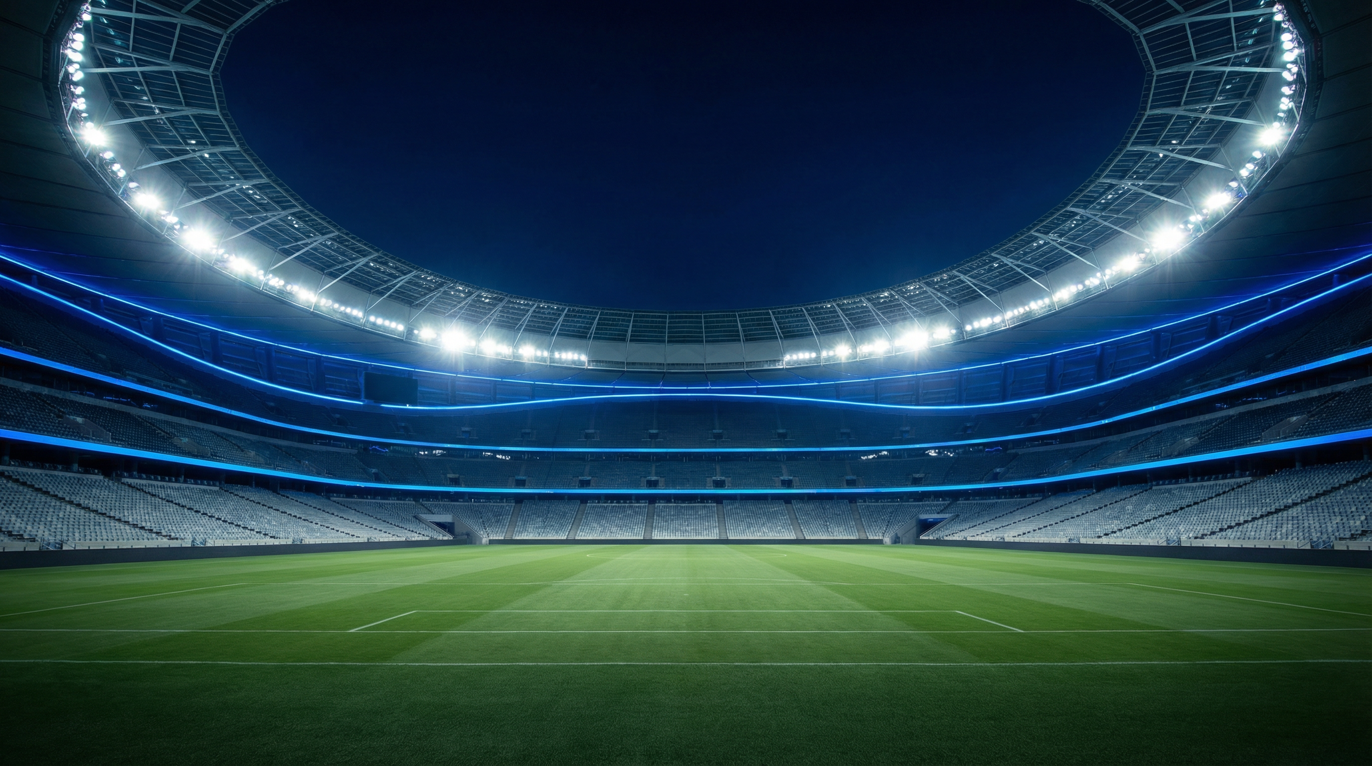 Grand sports stadium at night